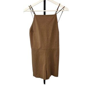 Anthropologie Maeve Strappy Micro Romper Brown Stretch Onesie Size Small
